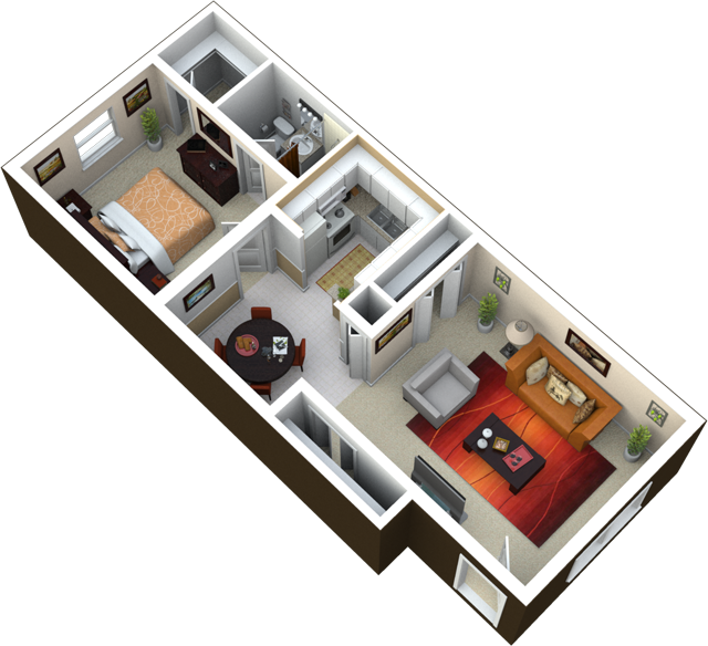 1 Bedroom 1 Bath 700 Sq Ft This Is A Great Floor Plan With Large 