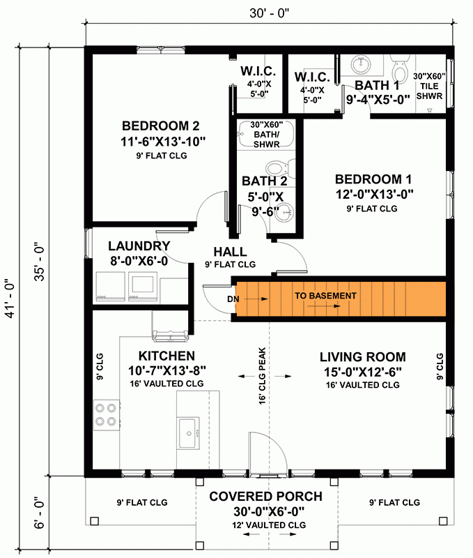 1000 Square Foot 2 Bedroom Craftsman House Plan 420082WNT