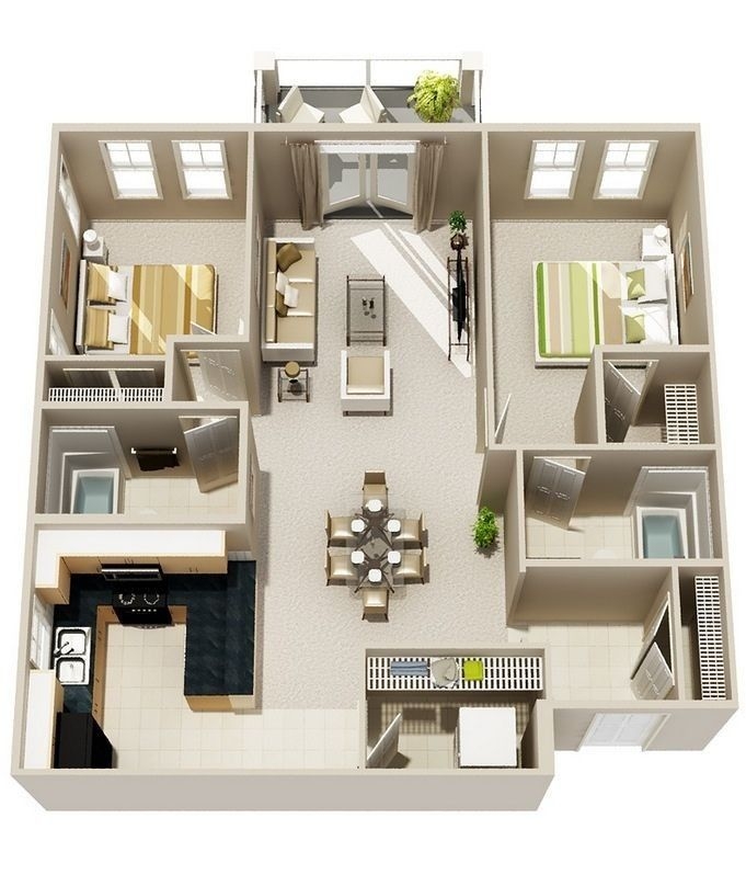 13 Lovely 2 Bedroom 2 Bath House Plans With Garage Condo Floor Plans 