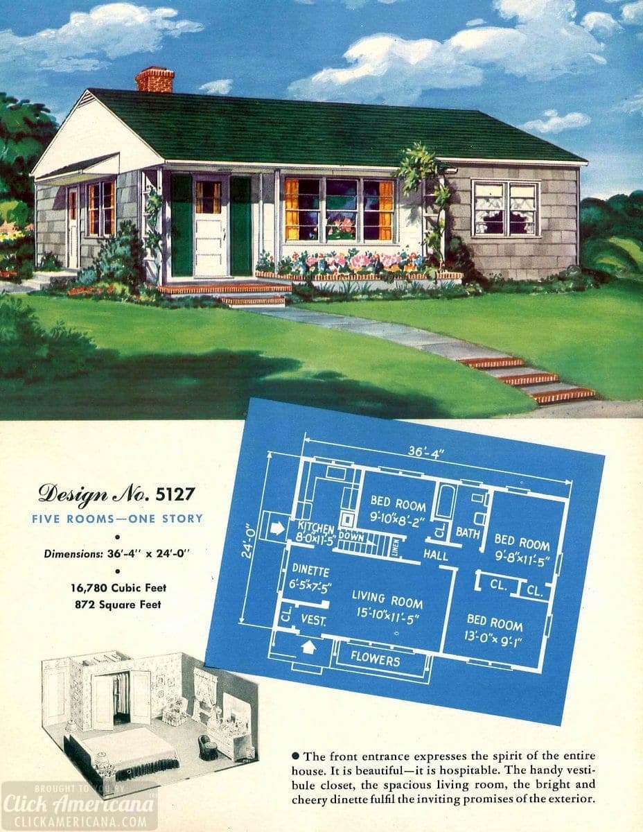130 Vintage 50s House Plans Used To Build Millions Of Mid century Homes 