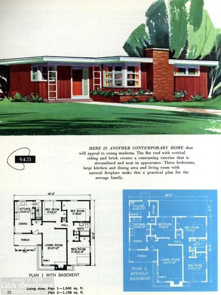 130 Vintage 50s House Plans Used To Build Millions Of Mid century 