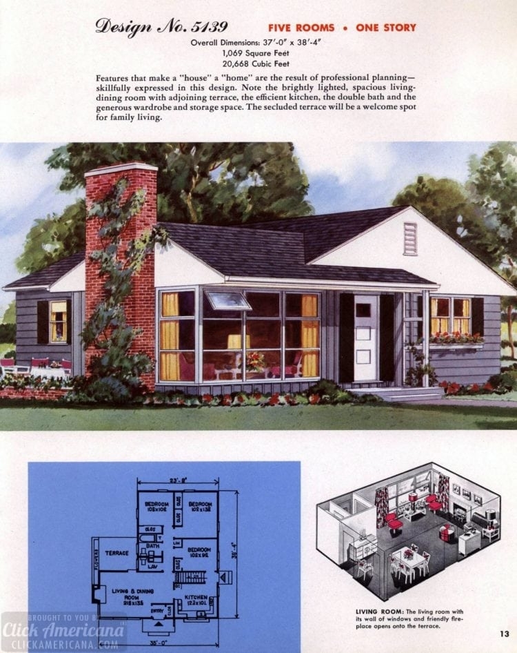 150 Vintage 50s House Plans Used To Build Millions Of Mid century Homes 