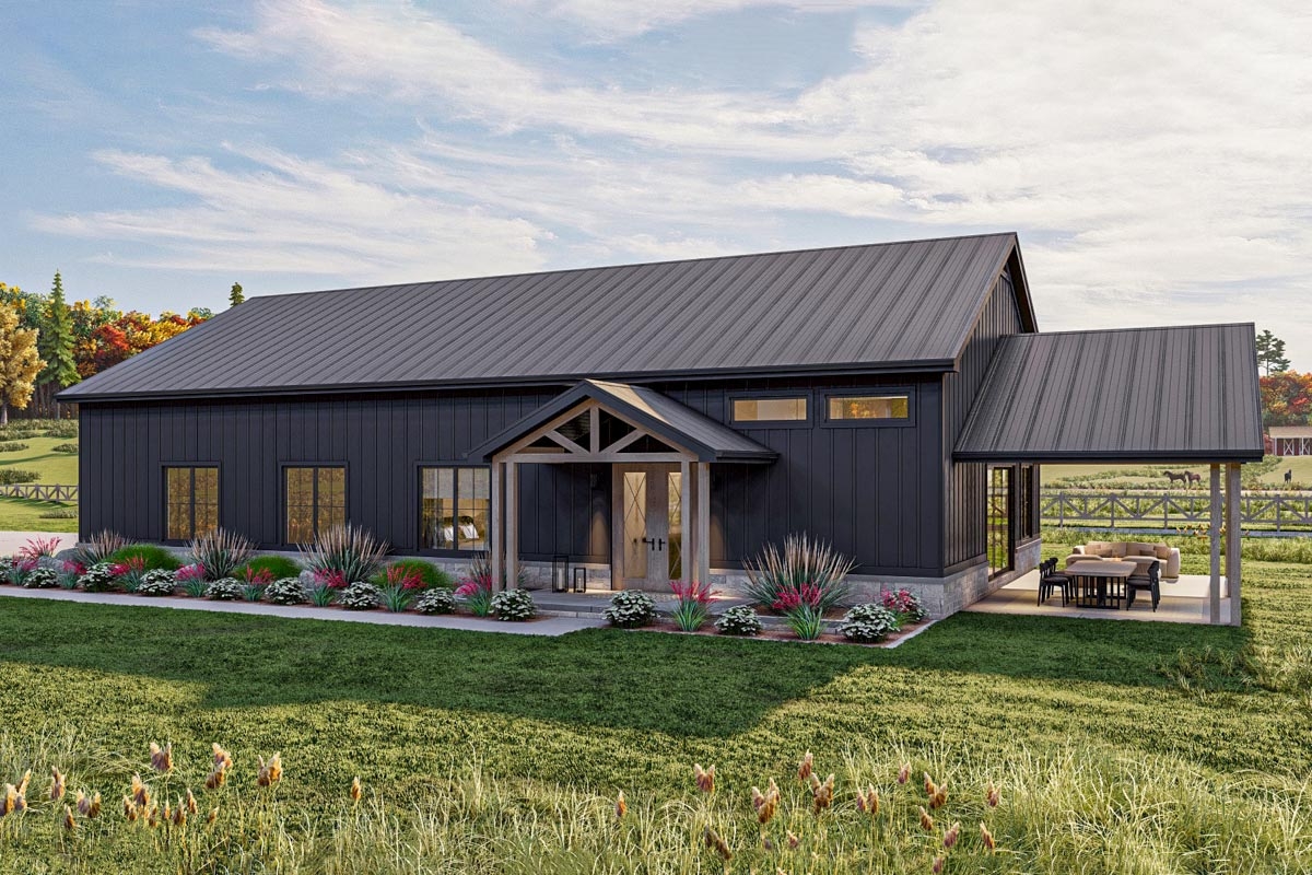 1500 Sq Ft Barndominium Style House Plan With 2 Beds And An Oversized 