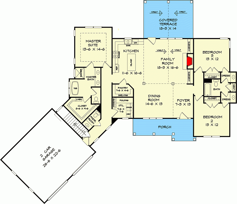 2 000 Square Foot Craftsman House Plan With Angled Garage 360081DK