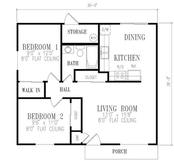 2 Bedroom 2 Bath House Plans Under 1000 Sq Ft House Plans