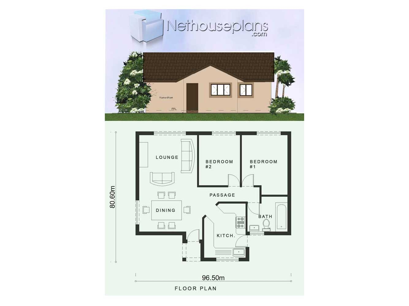 2 Room House Plans Low Cost 2 Bedroom House Plan 