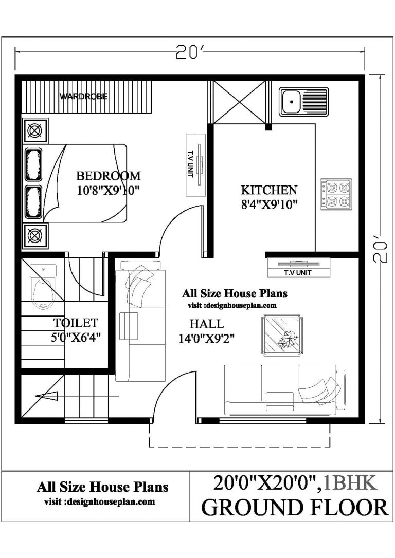 20 By 20 House Plan Best 2bhk House Plan 20x20 House Plans 400 Sqft