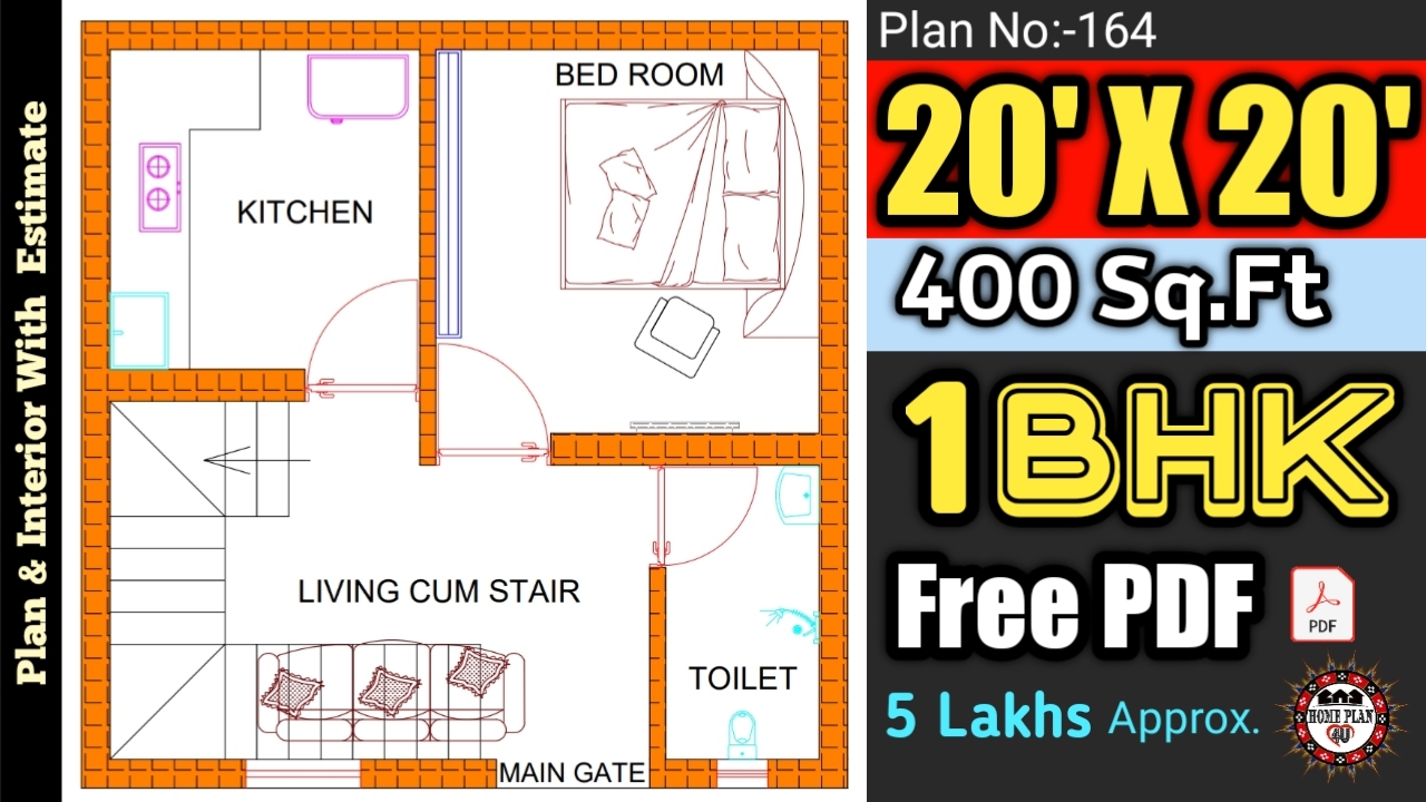 20 X 20 HOUSE PLAN 20 X 20 FEET HOUSE PLAN PLAN NO 164