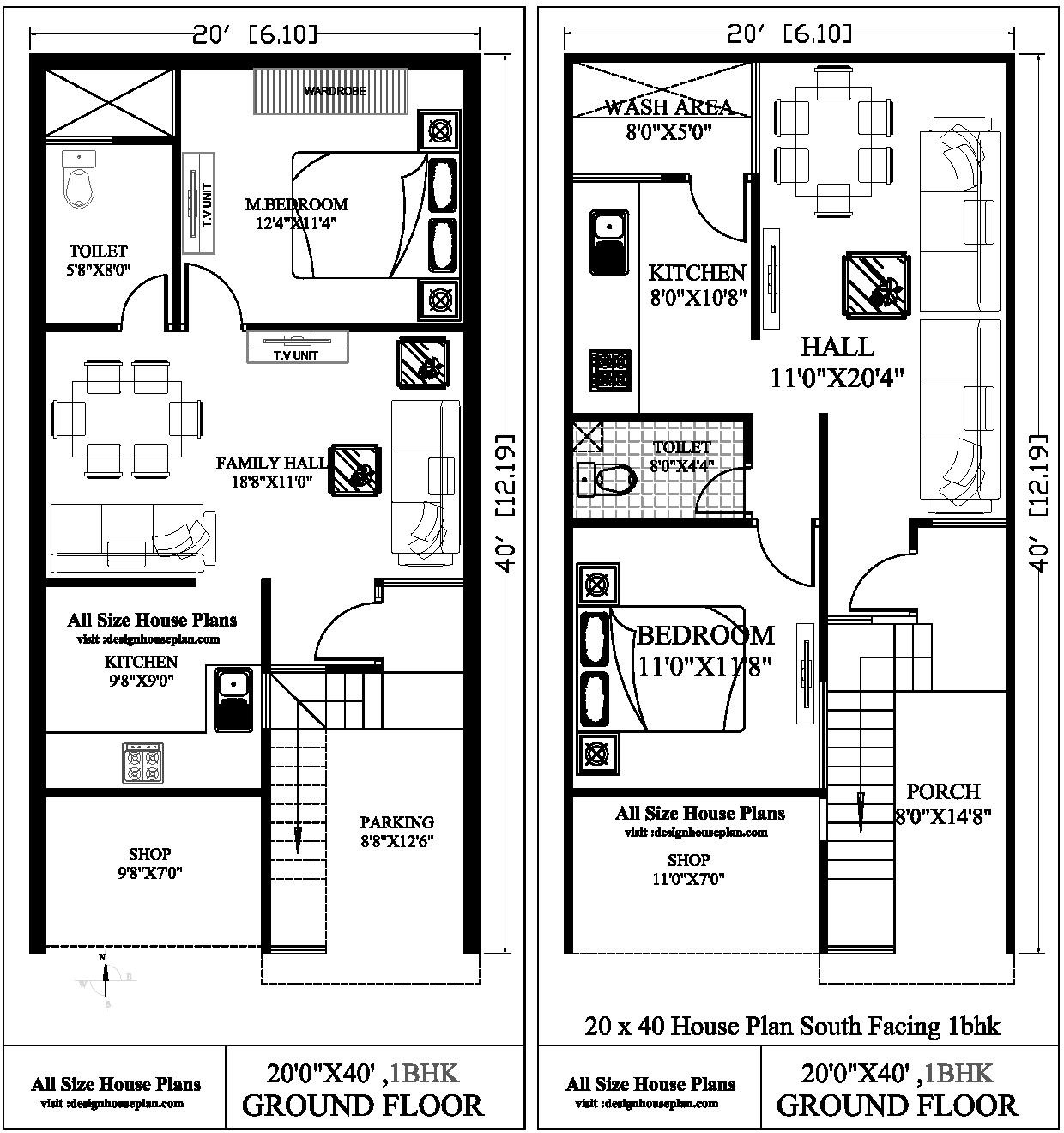 20 X 40 House Plans East Facing With Vastu 2bhk 20x40 House Plan