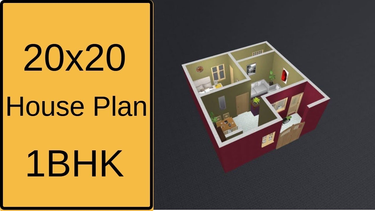 20x20 House Design 1BHK 1BHK Ghar Ka Naksha 20x20 House Plan