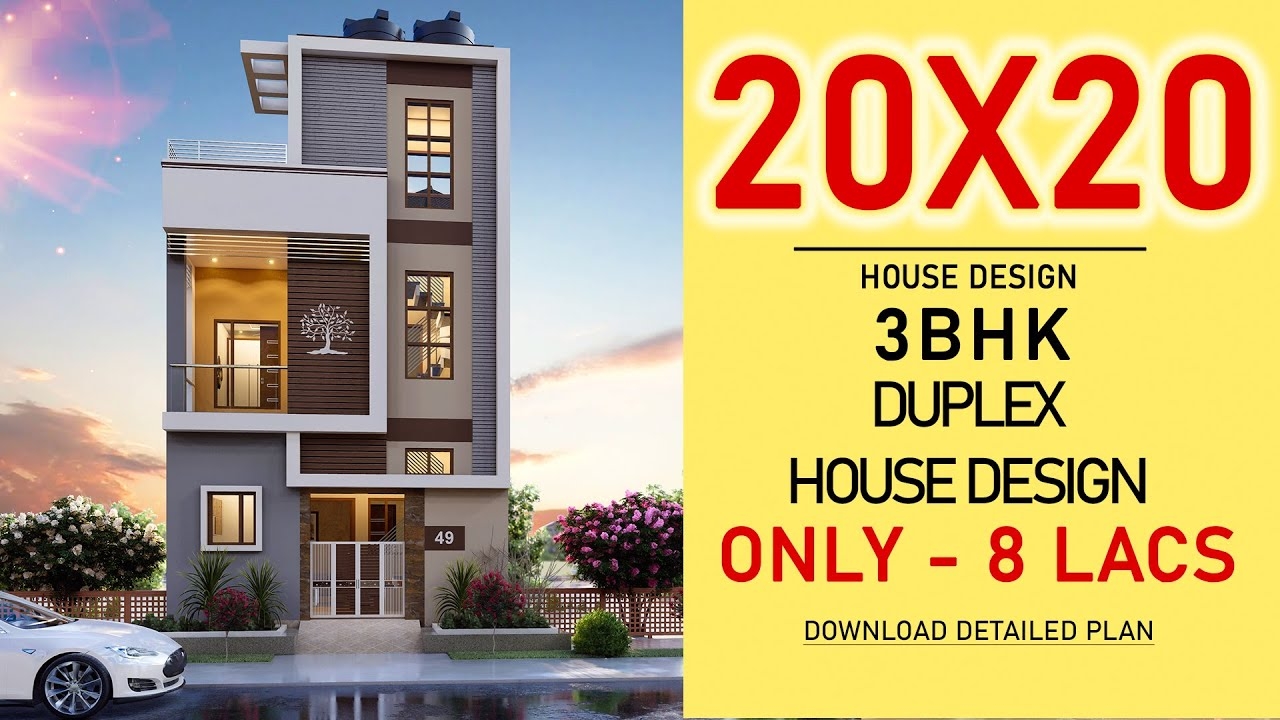 20x20 House Plan Low Budget House Design 3BHK 20 20 3D House