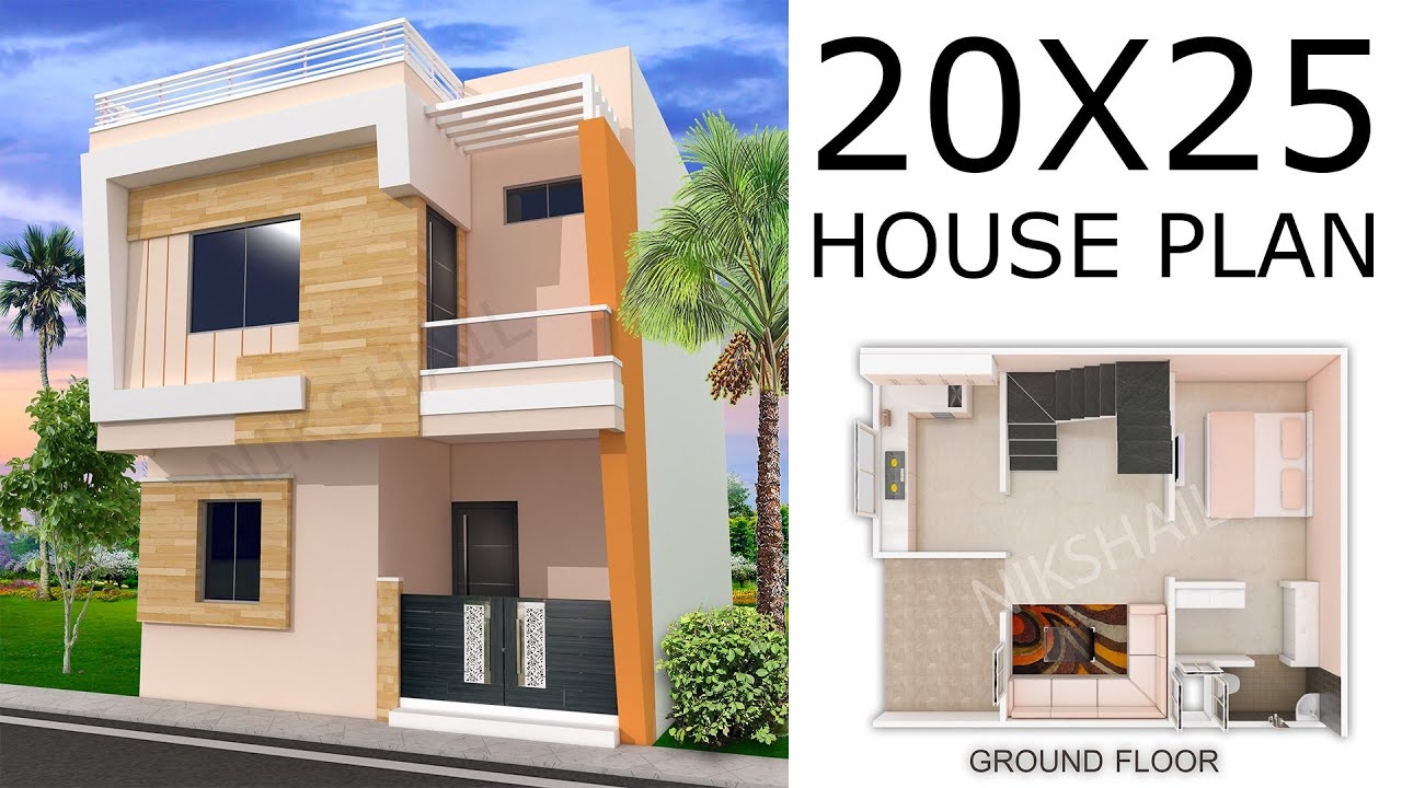 20X25 House Design 500sqft 1bhk House Plan With 3d Elevation By 