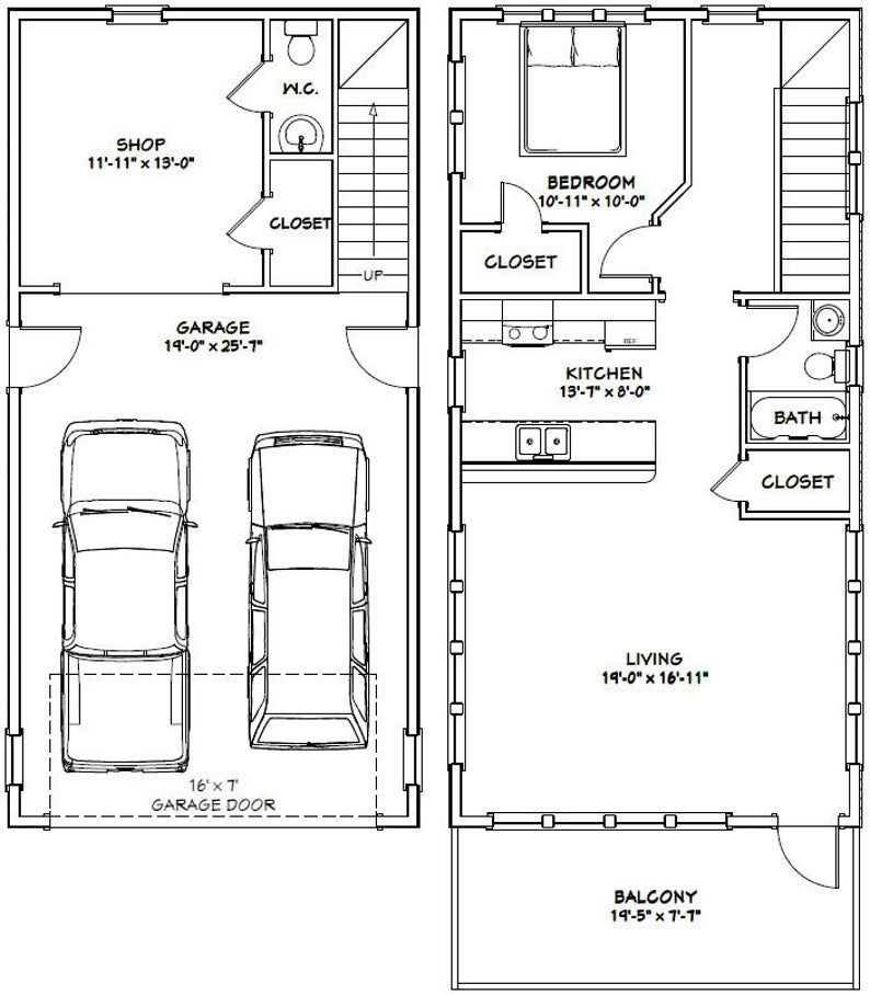 20x40 House 1 bedroom 1 5 bath 965 Sq Ft PDF Floor Plan Instant