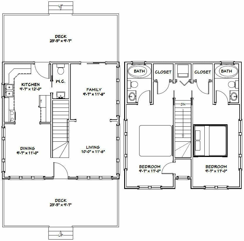 24X24 Two Story House Plans Printable Templates Free