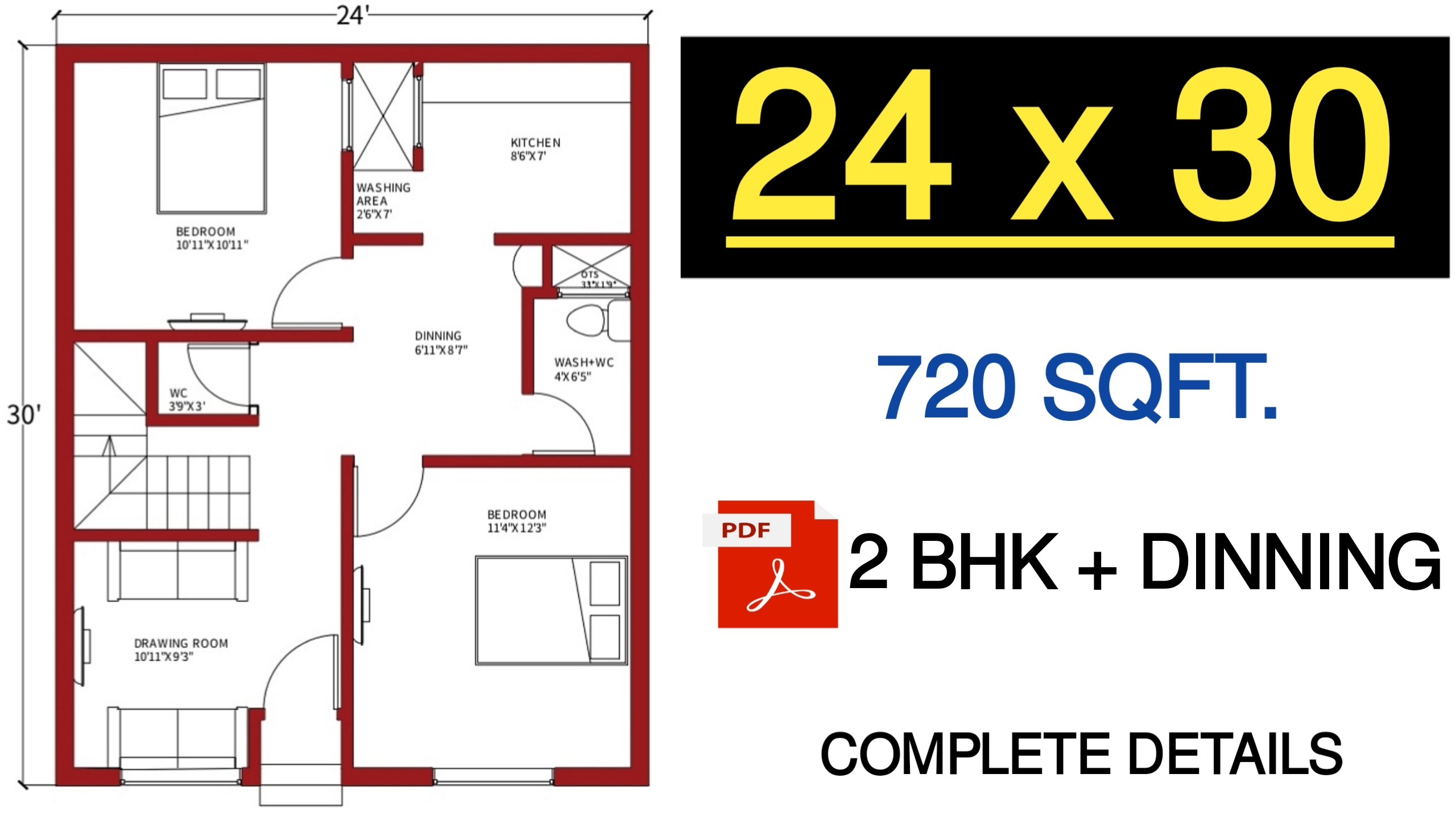 24x30 2 Bedroom House Plans With Pdf 24 30 Perfect House Plan West