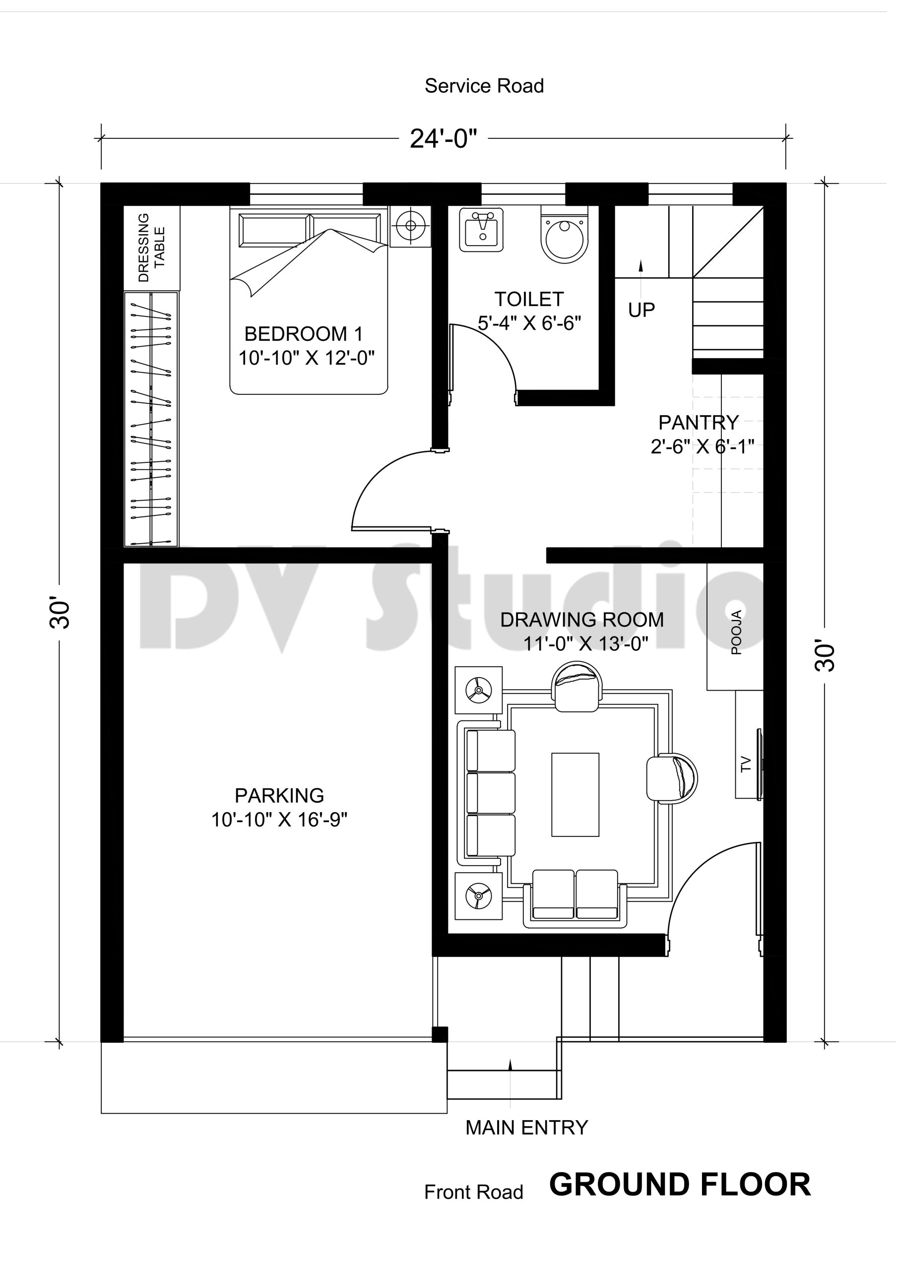 24x30 House Design DV Studio