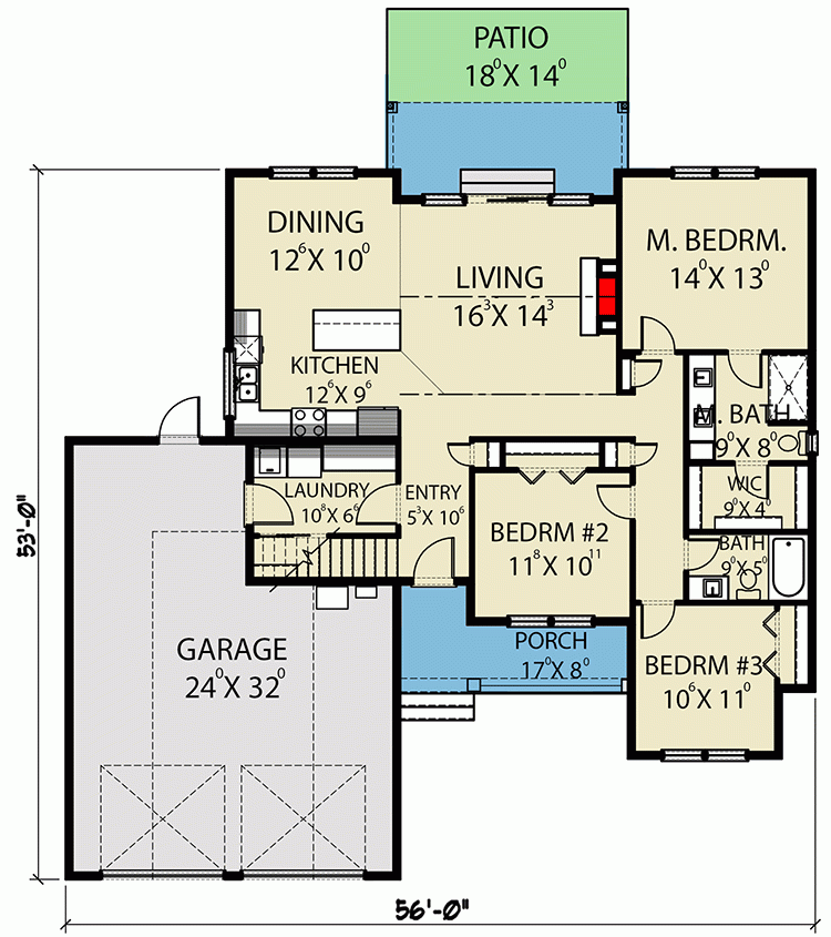 3 Bed Craftsman House Plan With Bonus Room Above Garage 280046JWD