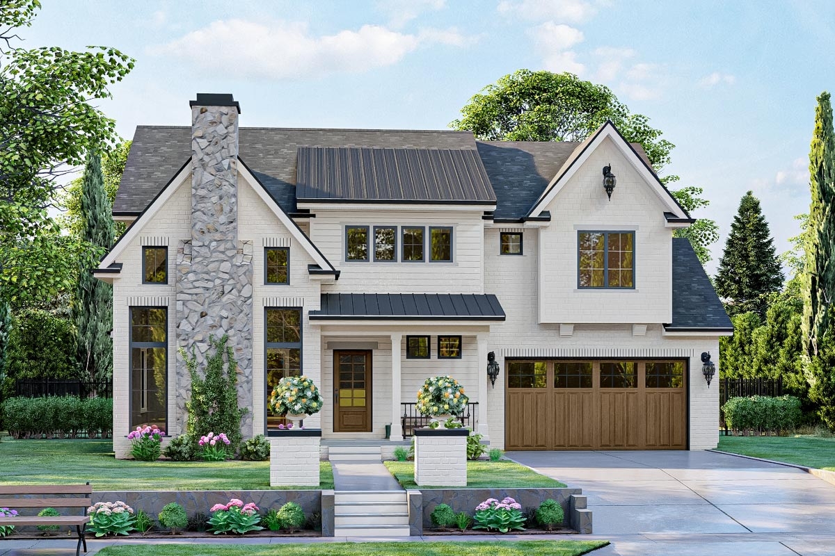3 Bed Modern Cottage House Plan With 2 Story Foyer And Family Room