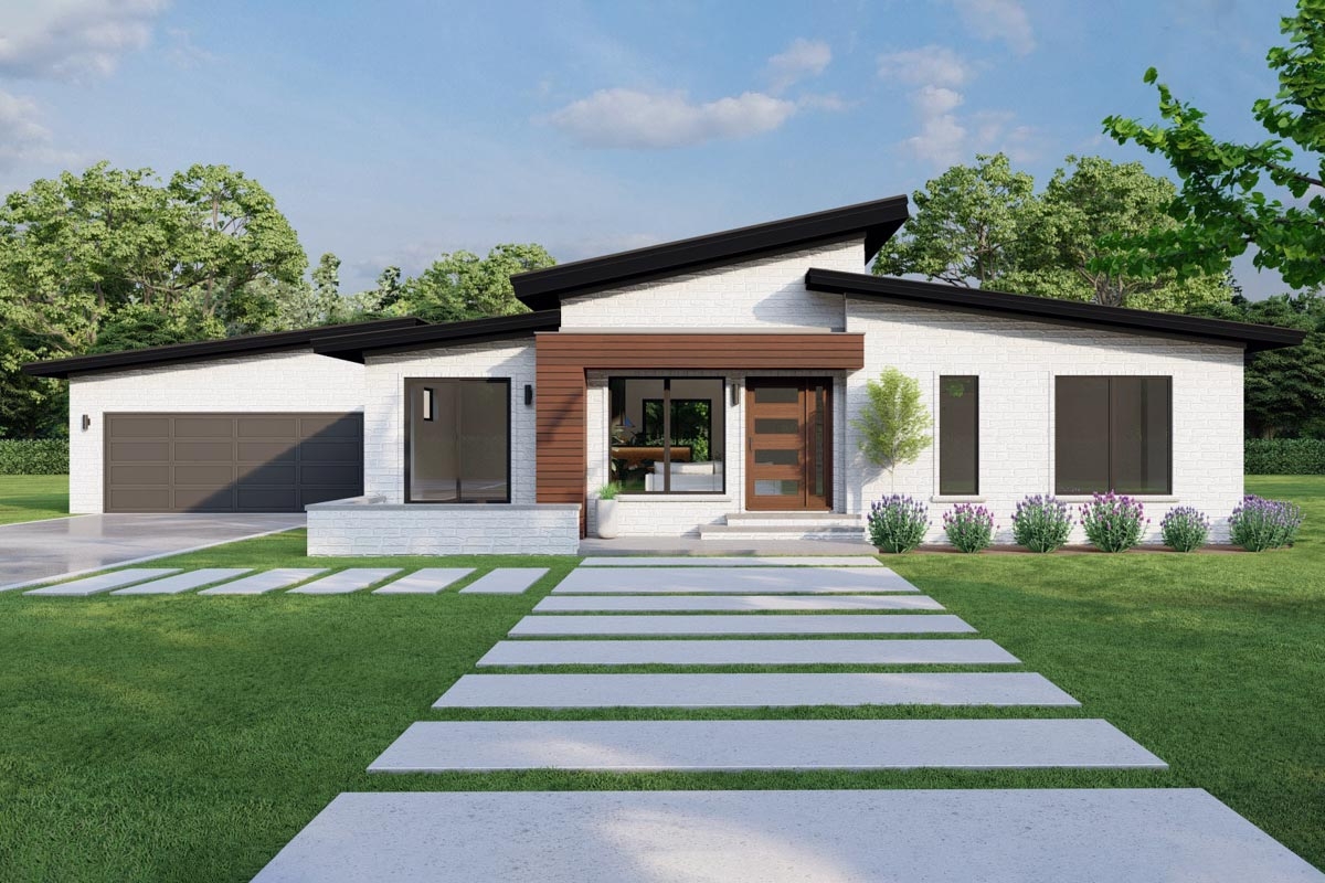 3 Bed Modern House Plan Under 2000 Square Feet With Detached Garage