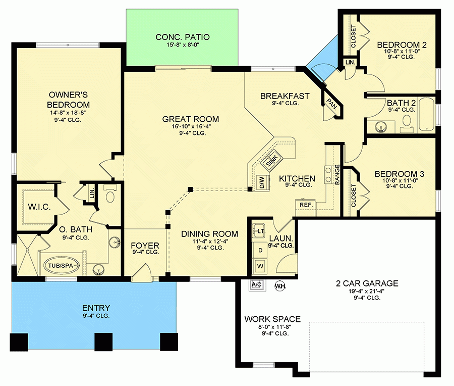 3 Bed Ranch House Plan With Open concept Living 82269KA