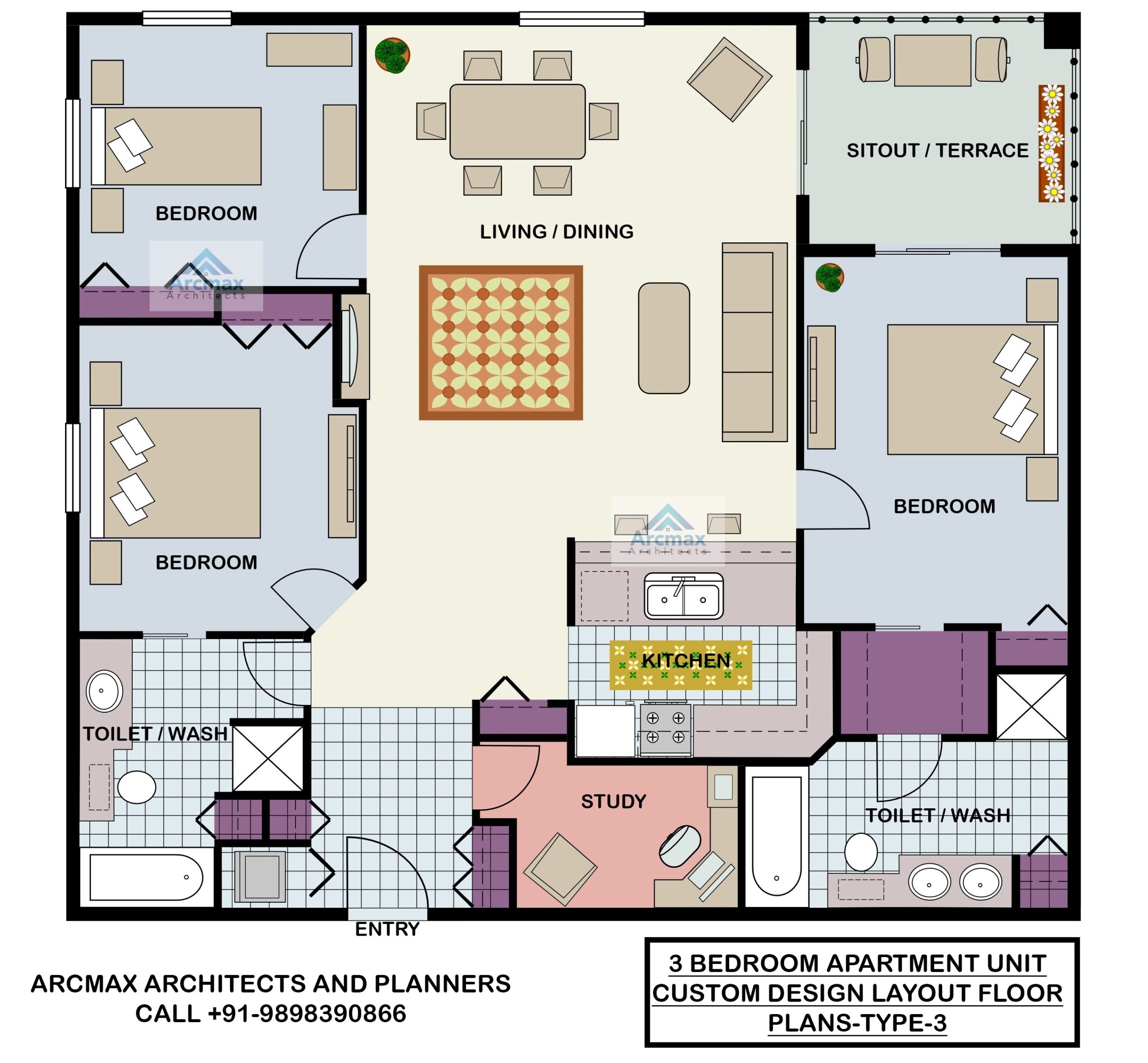 3 Bedroom Apartment Floor Plan With Dimensions Pdf Home Alqu
