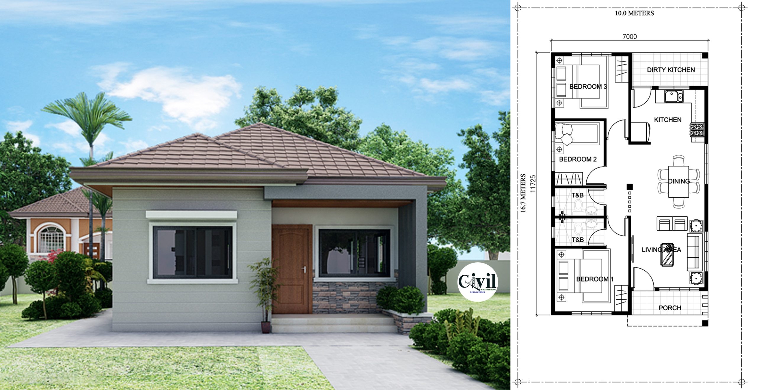 3 Bedroom Bungalow Floor Plan With Dimensions Viewfloor co