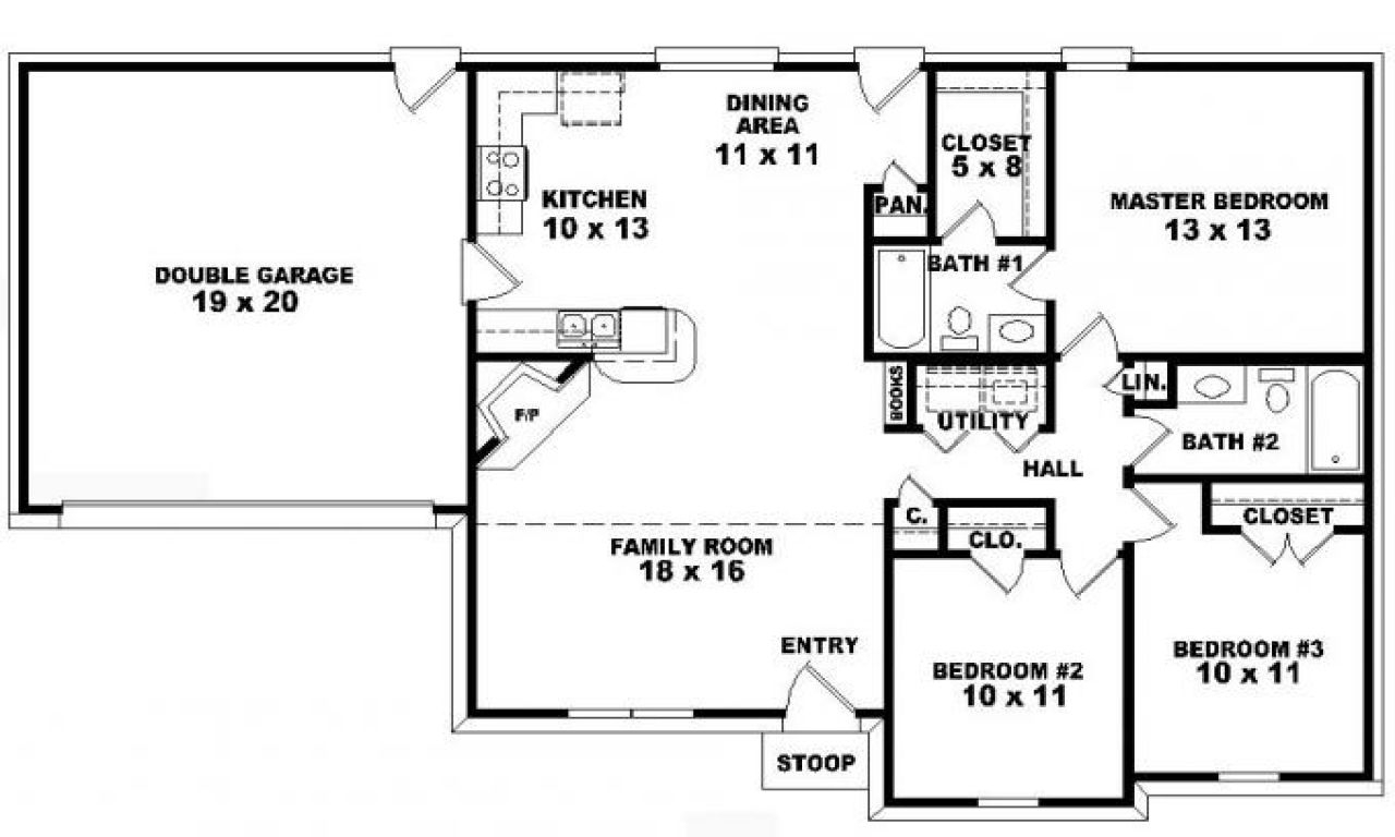 3 Bedroom Floor Plans One Story Floorplans click