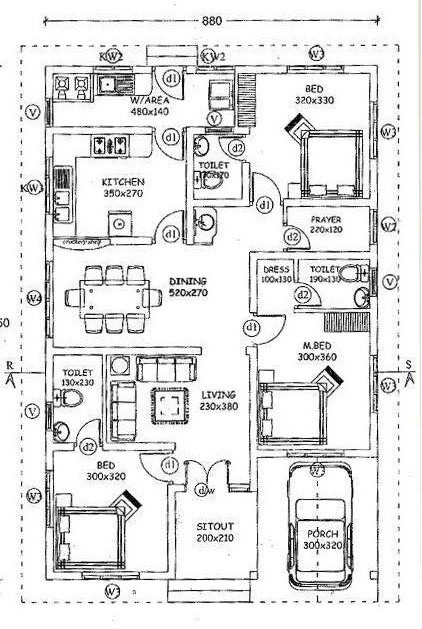 3 Bedroom House Plan Drawing Acetoflex