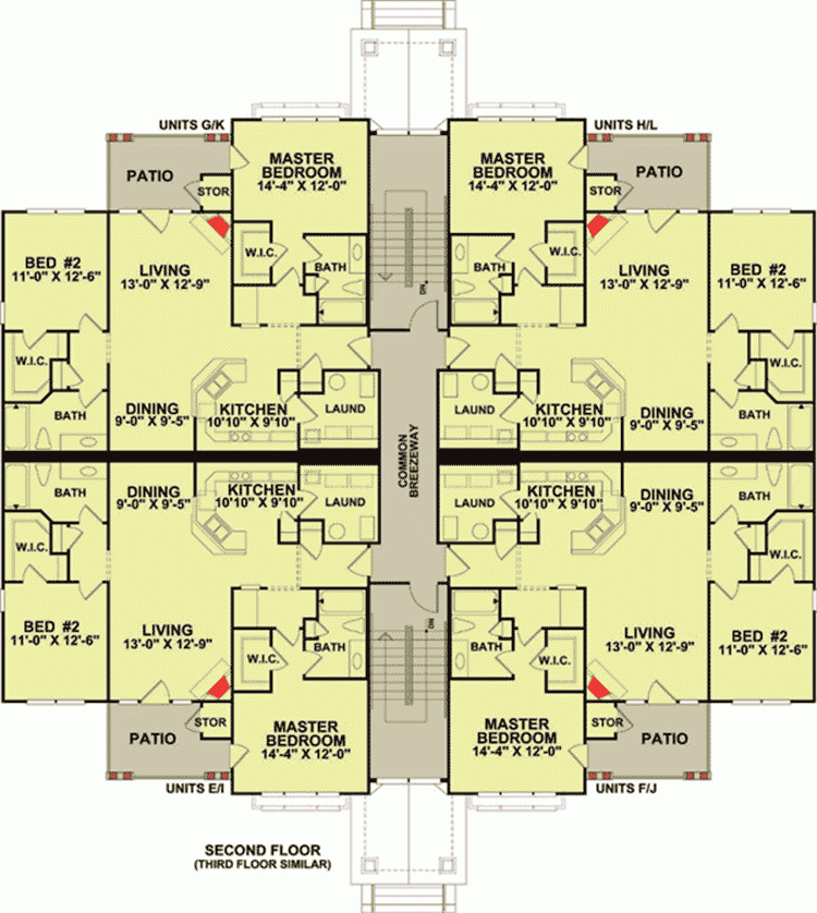 3 Story 12 Unit Apartment Building With 1109 Sq Ft And 1199 Sq Ft 2 