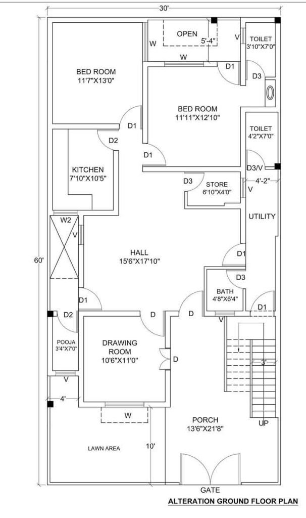 30 Feet By 60 Feet 30x60 House Plan