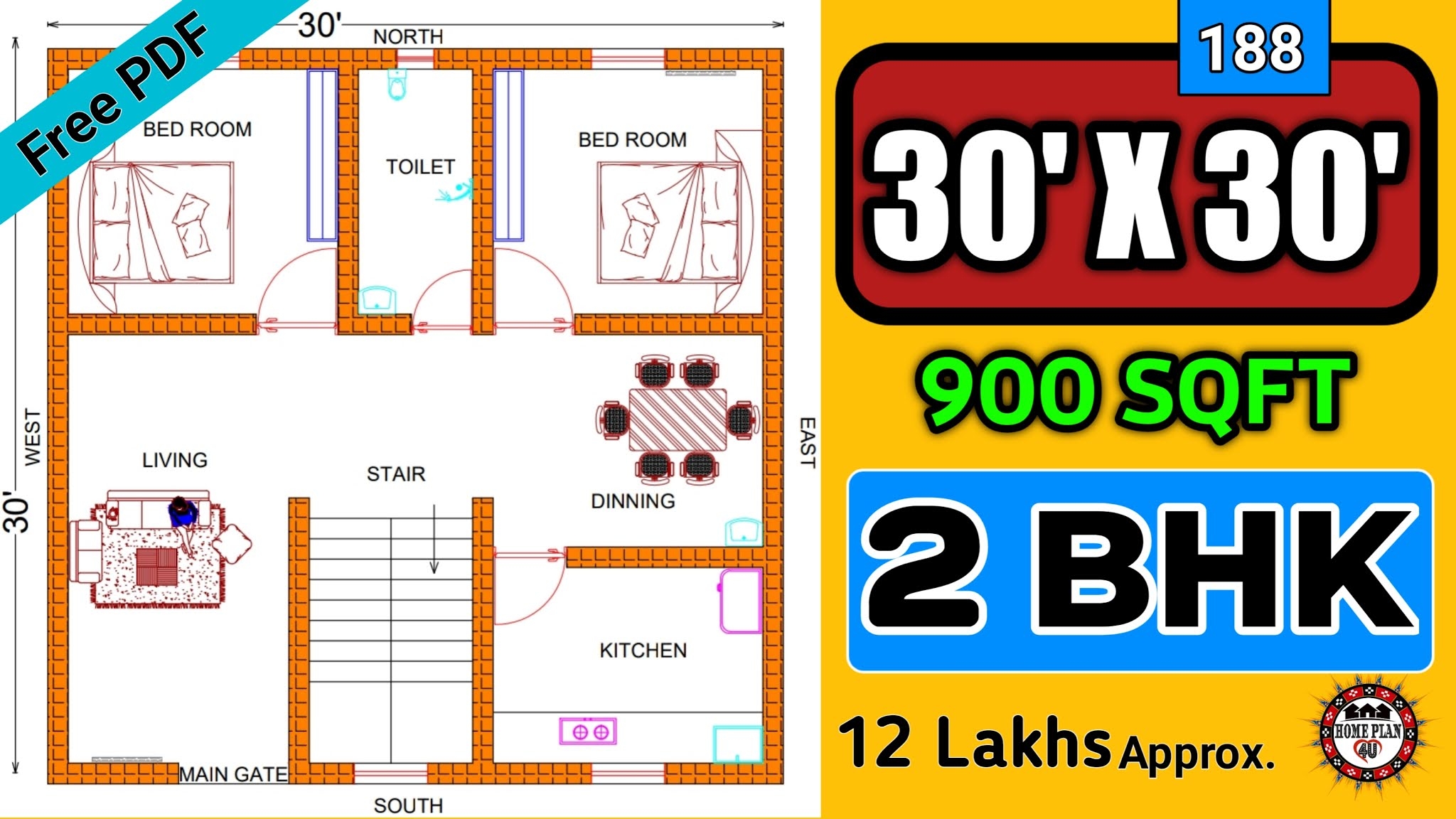 30 X 30 House Plan 30 X 30 House Plans With Vastu 30 X 30 2bhk 