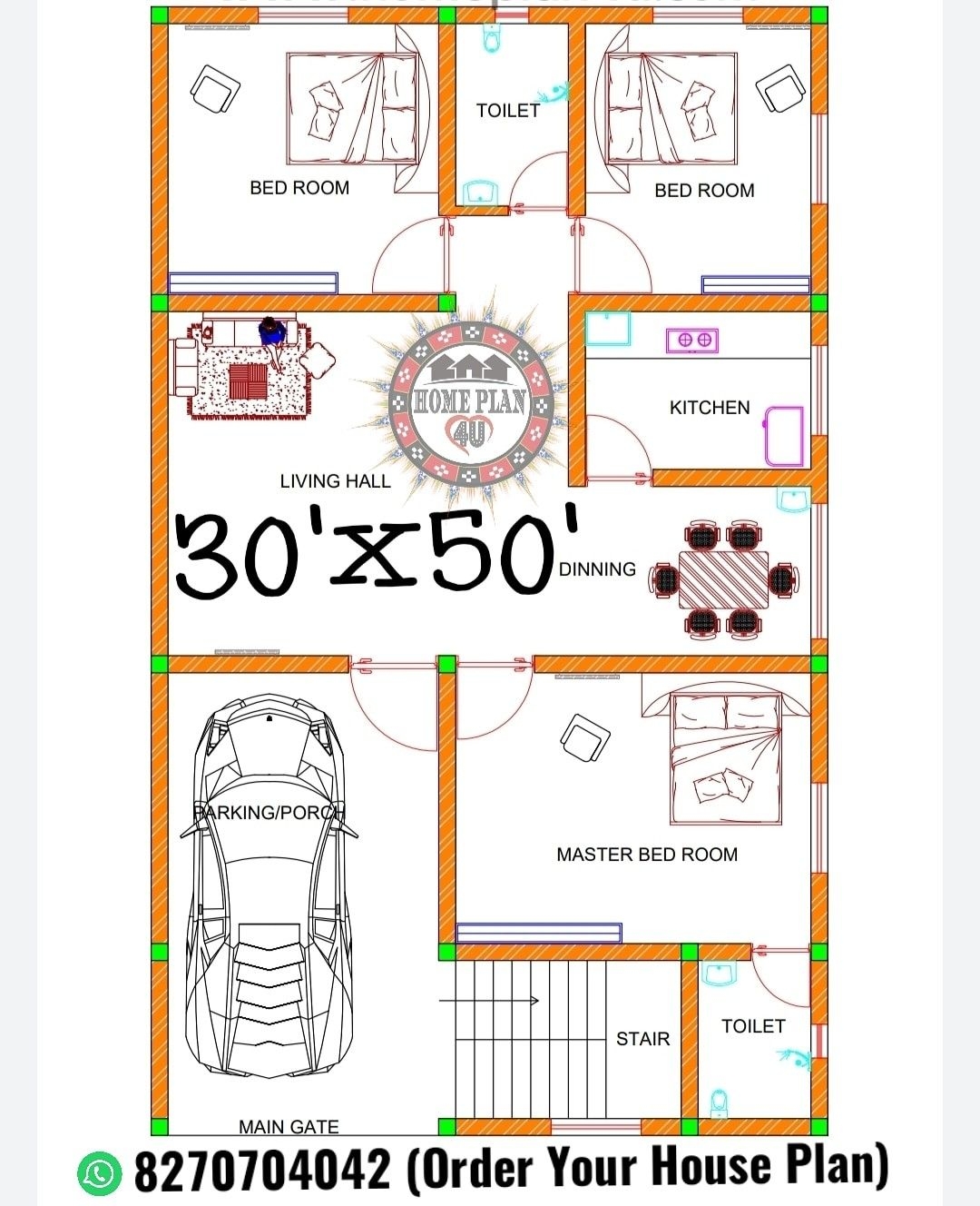 30 X 50 House Plan With 3 Bhk House Plans How To Plan Small House Plans