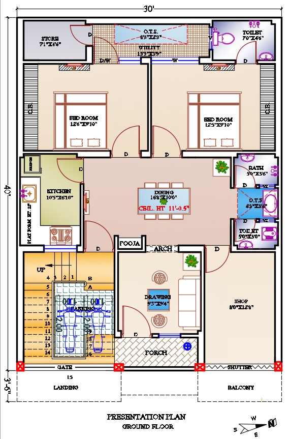 30 x40 RESIDENTIAL HOUSE PLAN CAD Files DWG Files Plans And Details