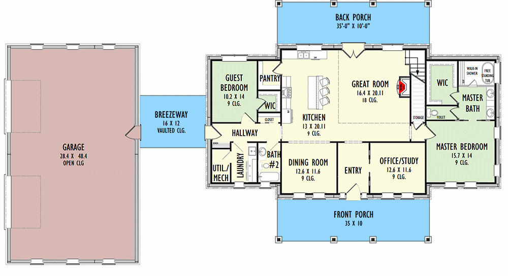 3000 Sq Ft Barndominium Style House Plan With 2 Story Great Room And