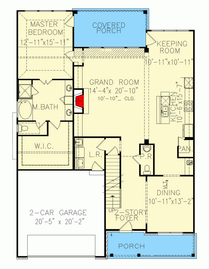 3000 Square Foot 2 Story 4 Bed Traditional House Plan With 2 Car Garage