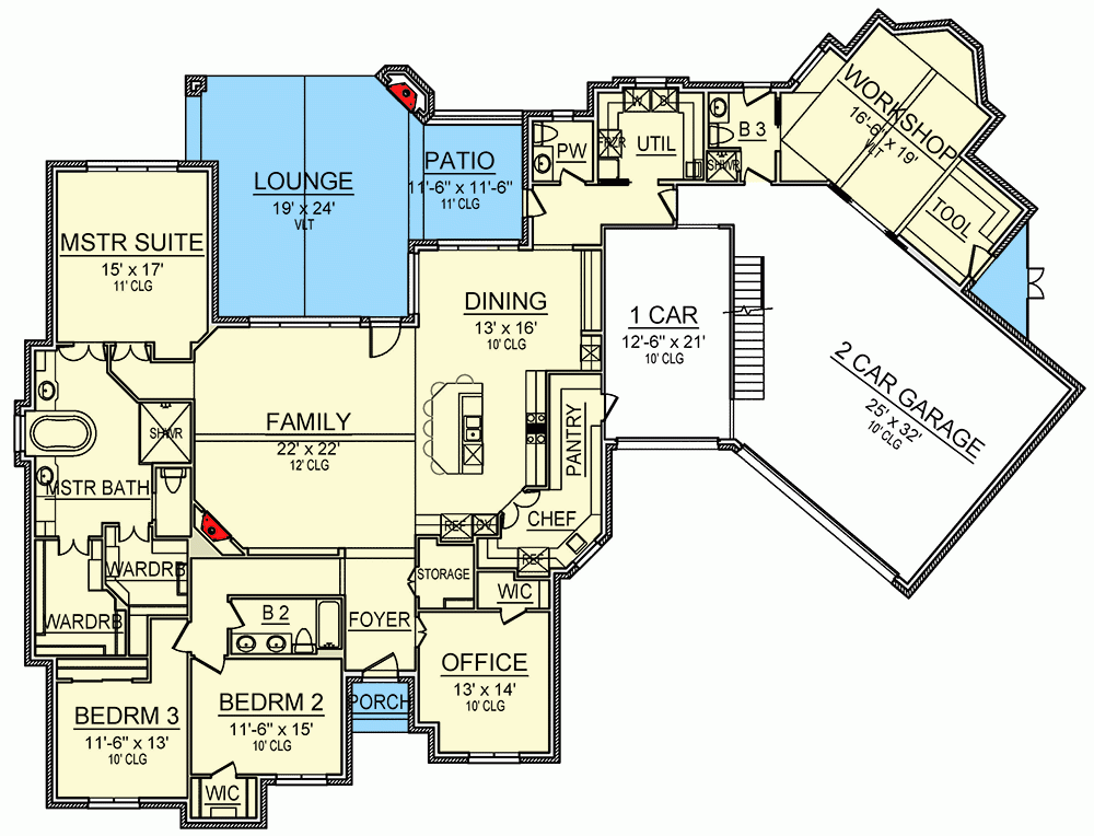 3000 Square Foot Mid Century Modern House Plan With Outdoor Lounge 