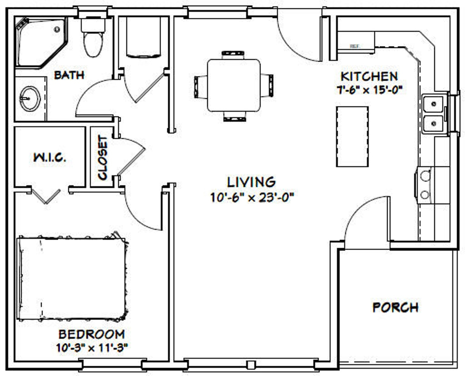 30x24 House 1 bedroom 1 bath 657 Sq Ft PDF Floor Plan Instant Download 