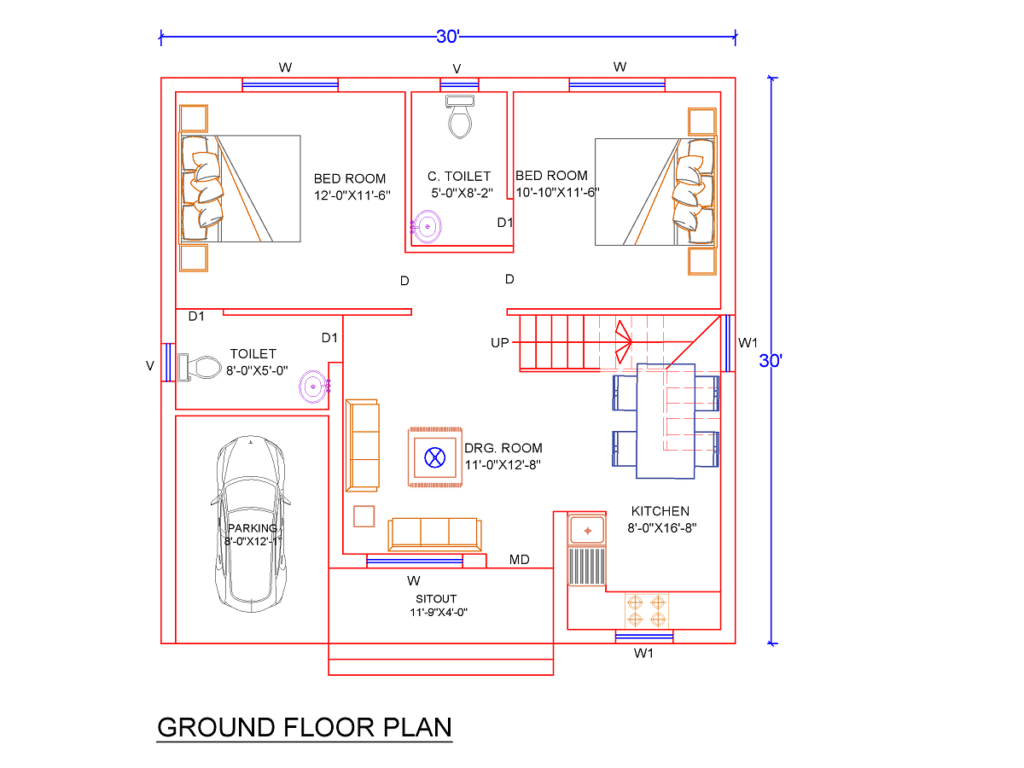 30x30 House Plan 30x30 House Plans India Indian Floor Plans
