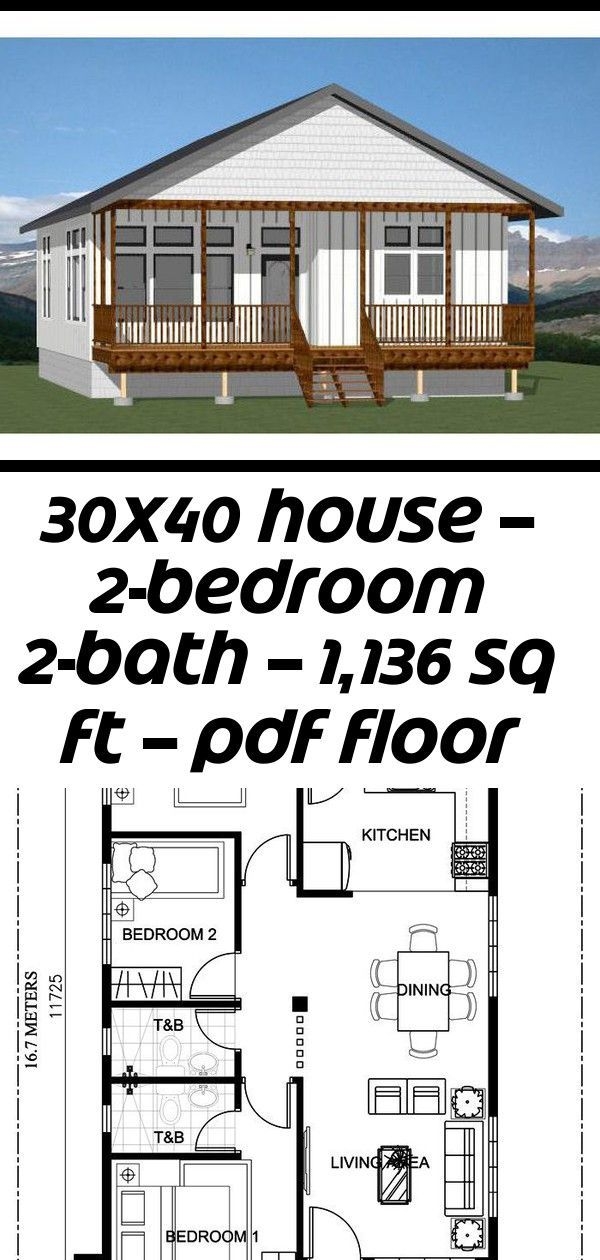 30x40 House 2 bedroom 2 bath 1 136 Sq Ft Pdf Floor Plan 