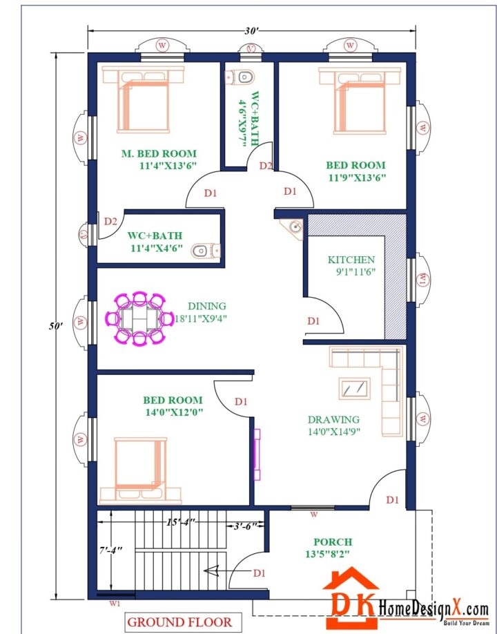 30X50 Modern Affordable House Design DK Home DesignX