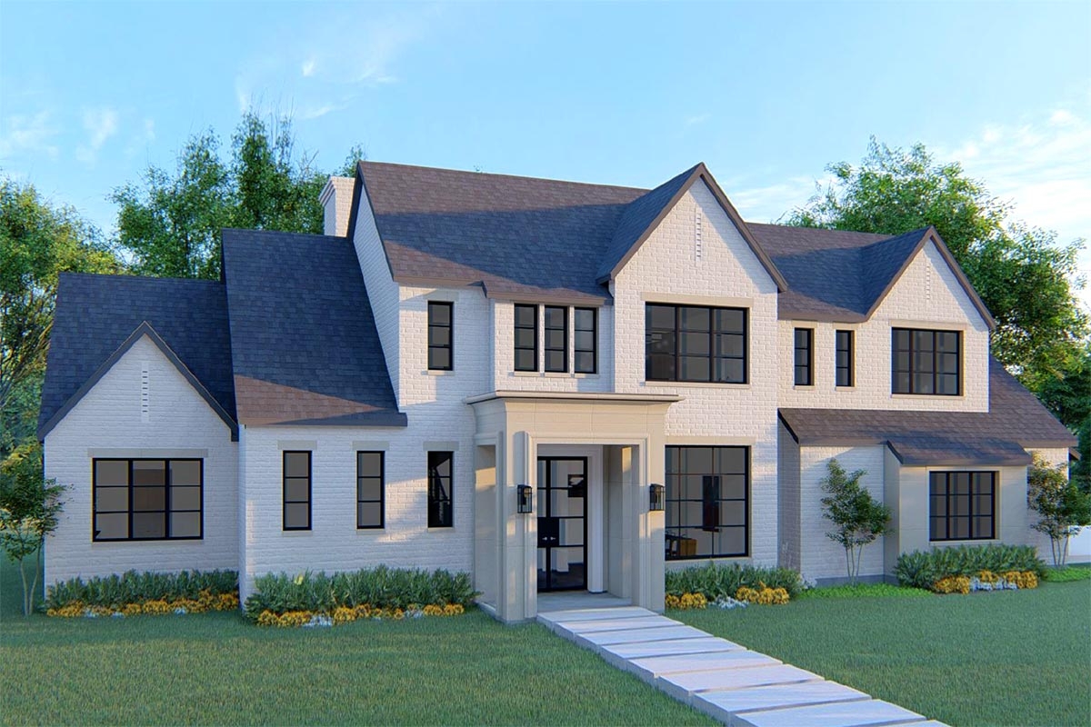 4 Bed 4000 Square Foot Transitional Home Plan With Painted Brick 