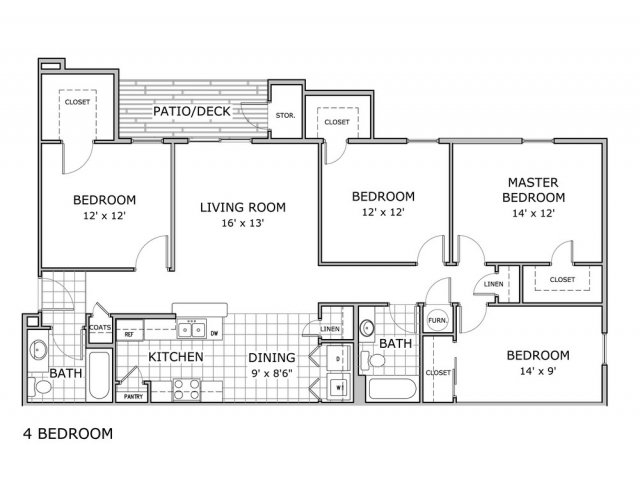 4 Bedroom 4 Bed Apartment Orchard Park Apartments