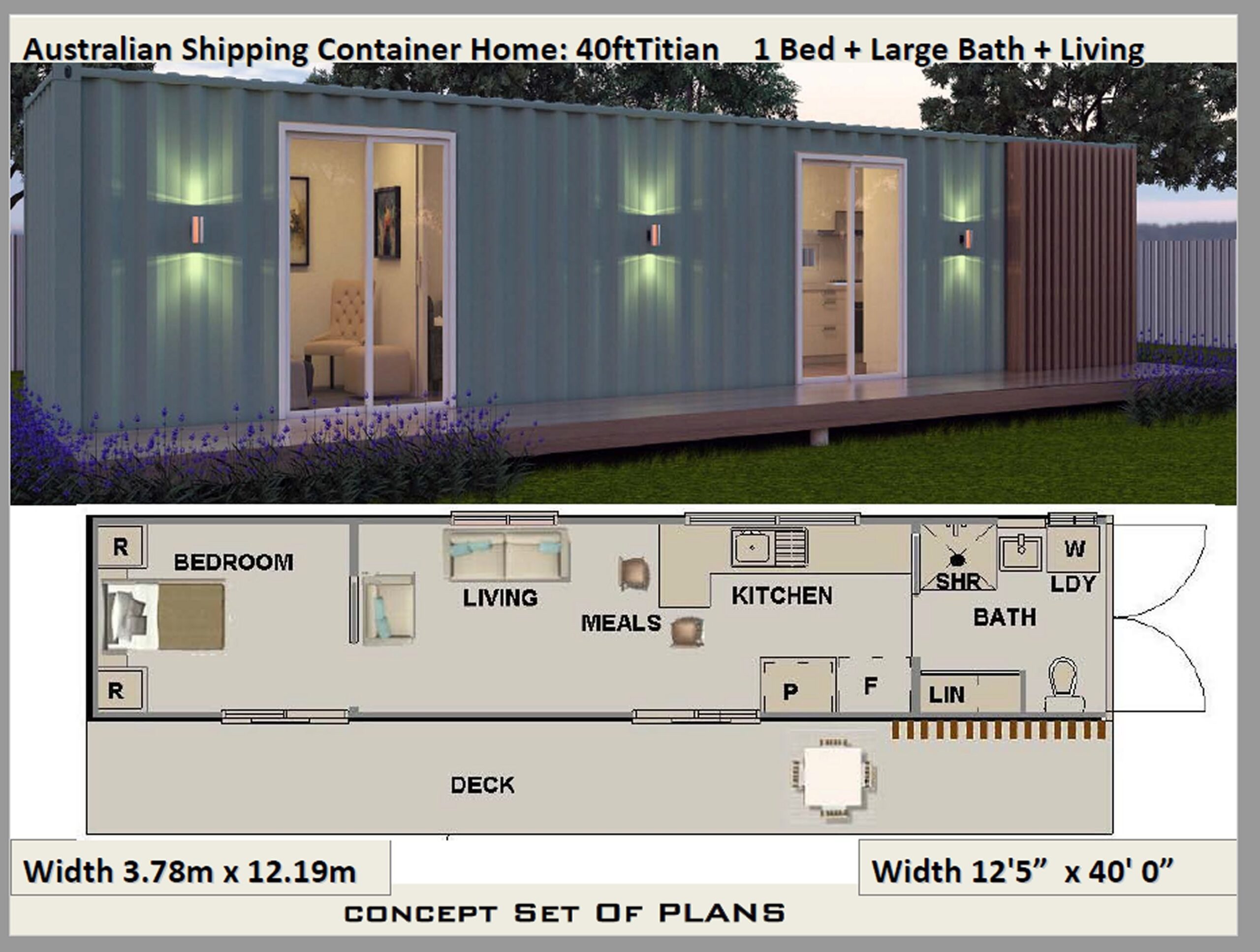 40 foot shipping container home plan titian 40ft