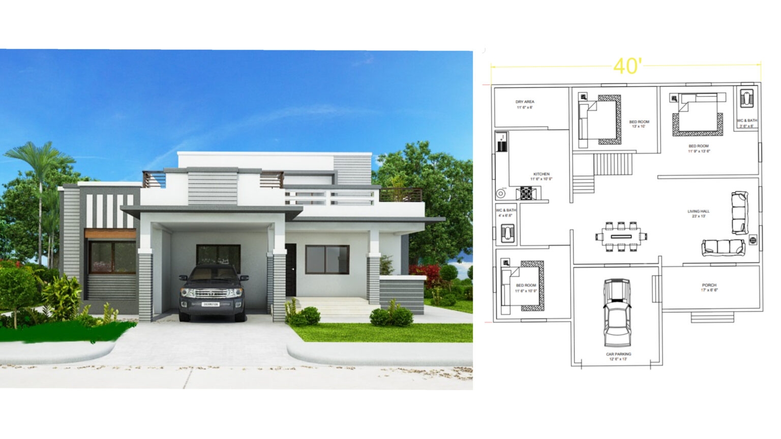 40 X 40 II 40 X 40 House Plan Design 