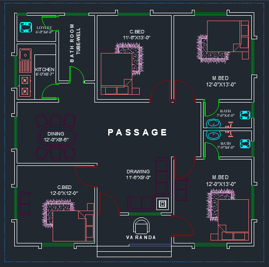 40 X 40 Village House Plans With Pdf And AutoCAD Files First Floor 