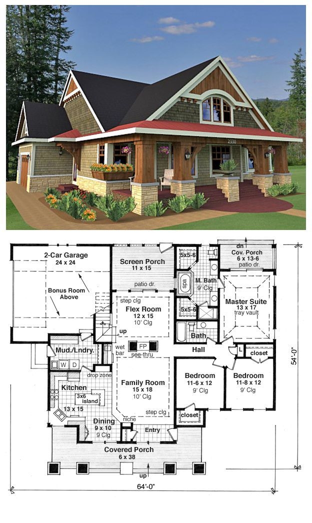 43 Bungalow House Plans With Bonus Room Above Garage Ideas