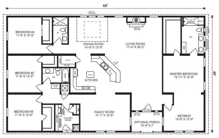 5 Bedroom 4 Bath Rectangle Floor Plan Google Search Modular Home 