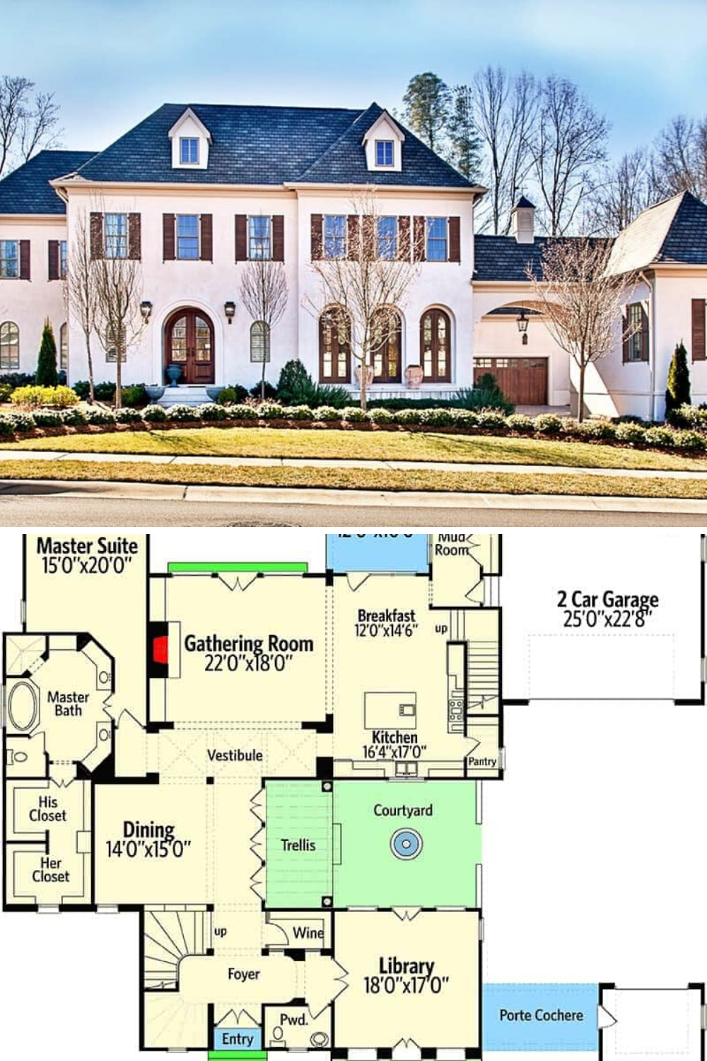 5 Bedroom Two Story European House Floor Plan French Country House 