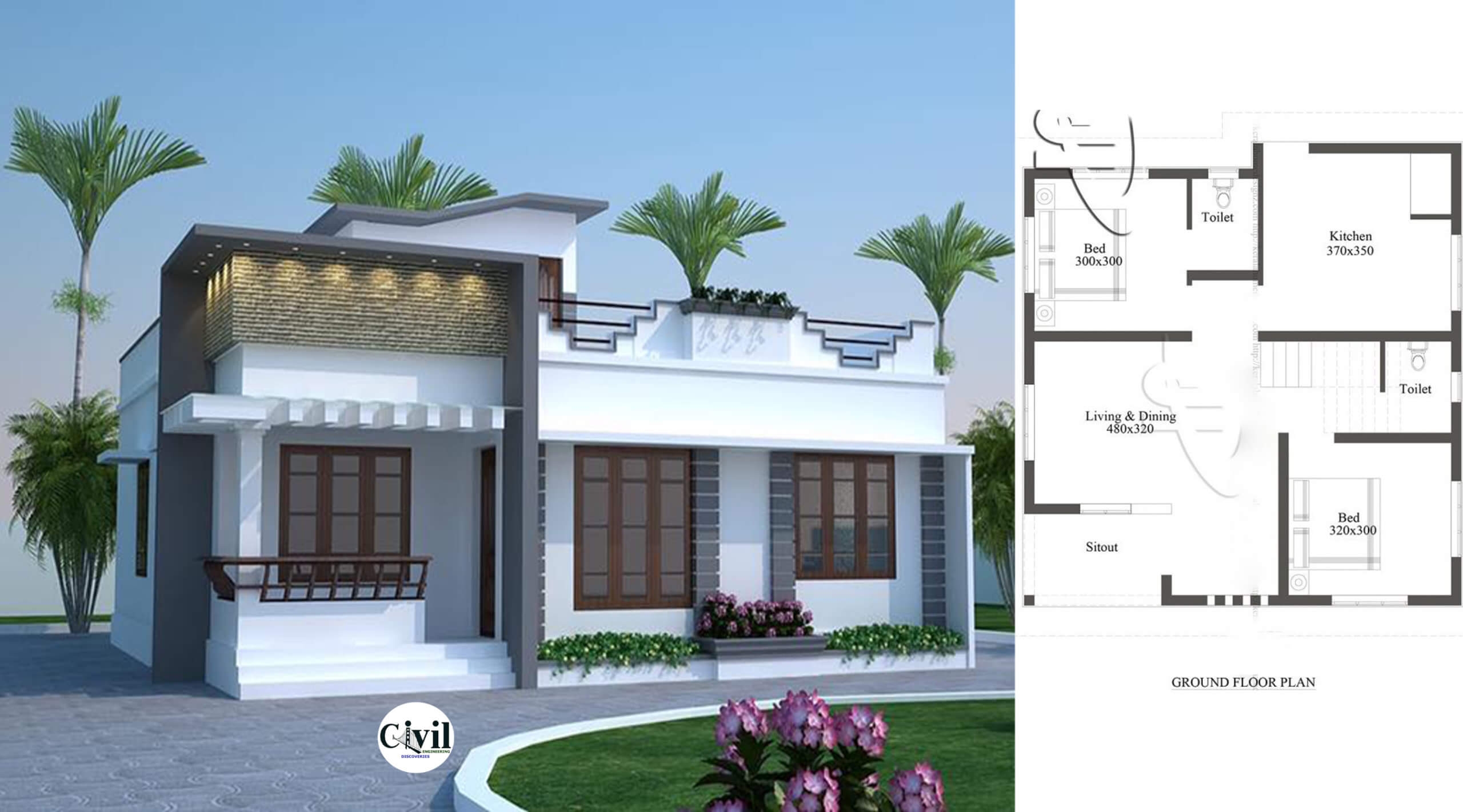 750 Sq Ft 2BHK Single Floor Modern House And Plan Engineering Discoveries