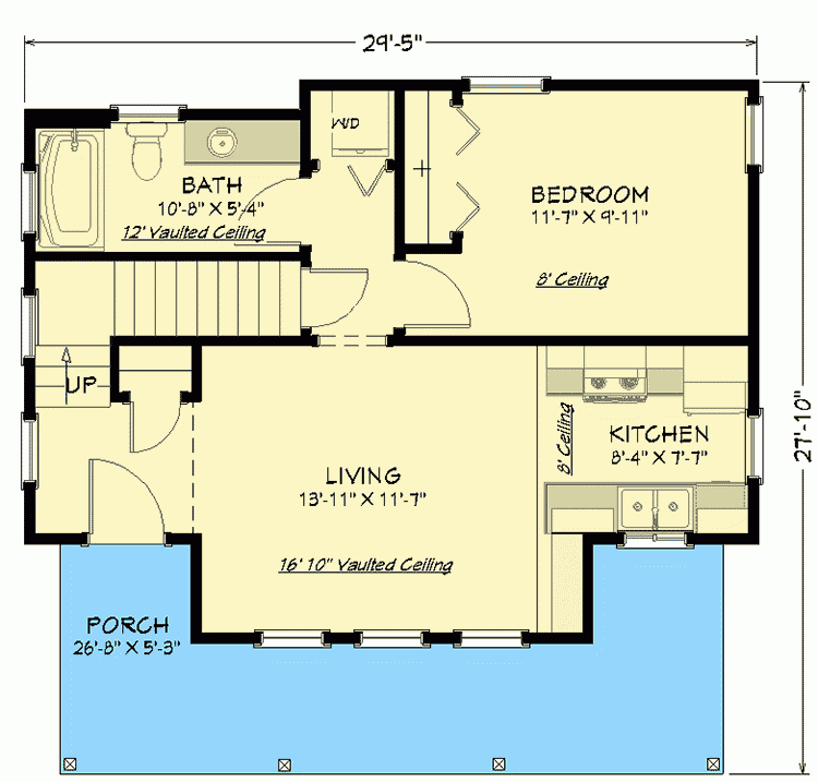 750 Square Foot Cottage House Plan With Vaulted Living Room 430808SNG